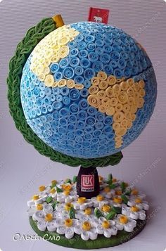 Birthday Quilling, Diy Globe, 3d Globe, Globe Diy, Paper Quilling Tutorial, Origami And Quilling, Art Quilling, Desain Quilling, Globe Art