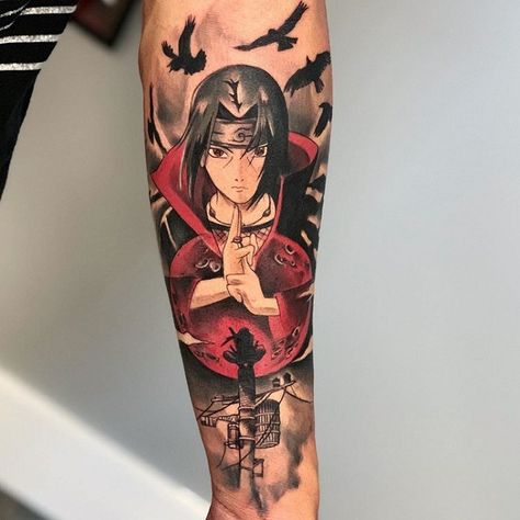 Itachi Uchiha Tattoo Ideas, Uchiha Tattoo Ideas, Itachi Tattoo Ideas, Uchiha Tattoo, Itachi Tattoo, Kakashi Tattoo, Tato Naruto, Manga Tattoo, Forarm Tattoos