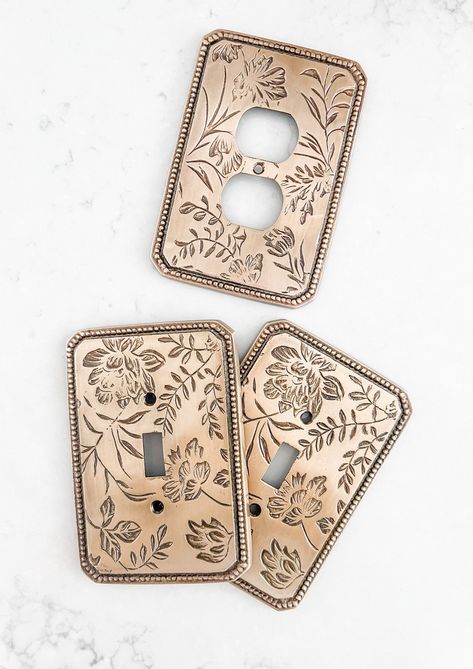 Floral Switch Plates, Anthropologie Switch Plate, Fancy Light Switch Covers, Anthropologie Light Switch Cover, Copper Outlet Covers, Gold Outlet Covers Light Switch Plates, Boho Outlet Covers, Vintage Electric Home Decor, Bronze Outlet Covers