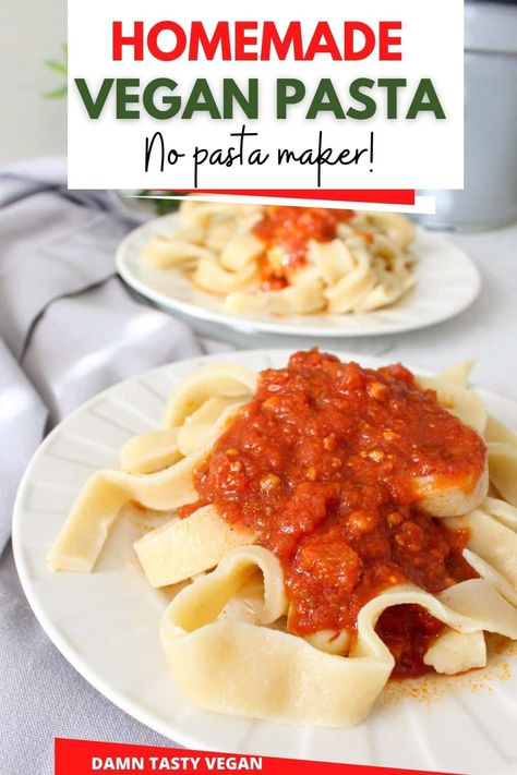 Egg Free Pasta, Vegan Pasta Recipes Easy, Vegan Pasta Dough, Homemade Vegan Pasta, Pasta With Egg, Vegan Pasta Recipes Homemade, Vegan Pasta Noodles, Vegan Pasta Recipe, Pasta At Home