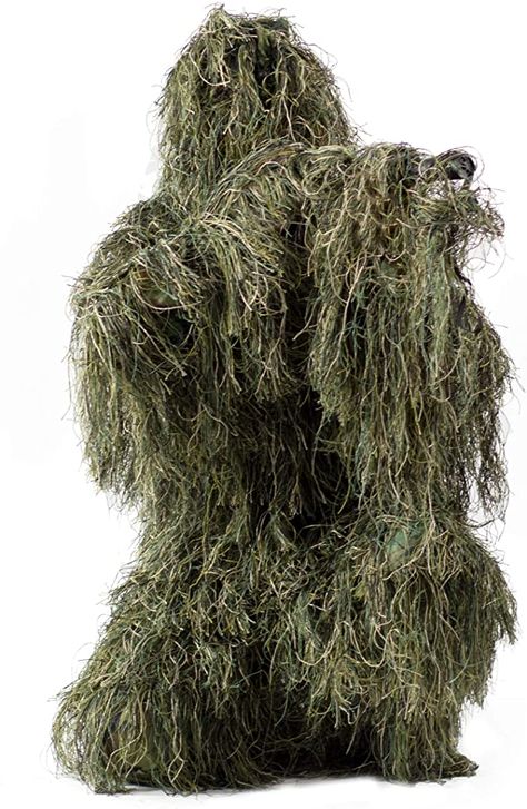 Amazon.com : VIVO Ghillie Suit Camo Woodland Camouflage Forest Hunting 4-Piece + Bag : Sports & Outdoors Camo Suit, Hunting Suit, Ghillie Suits, Tactical Suit, Camouflage Suit, Ghillie Suit, Hunting Camouflage, Camouflage Outfits, Camo Fashion