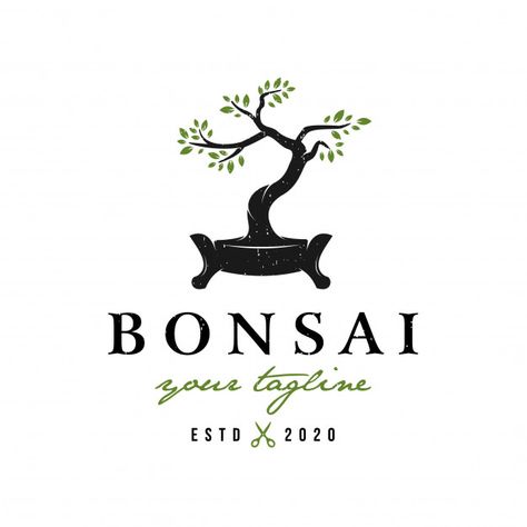 Bonsai Logo, Poster Design App, Bonsai Tree Logo Design, Christmas Tree Logo, Tree Logo Design, Adventure Logo, Tree Icon, Farm Logo, Tree Logos