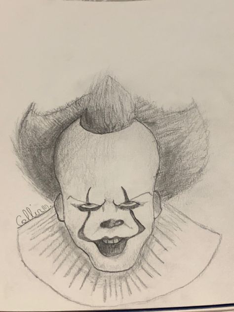 Pennywise Drawing Easy, Penny Wise Drawing, Pennywise Painting, Sketches Simple, Art Drawings Sketches Simple, Art Drawings Sketches, Face Drawing, Cartoon Drawings, Drawing Sketches