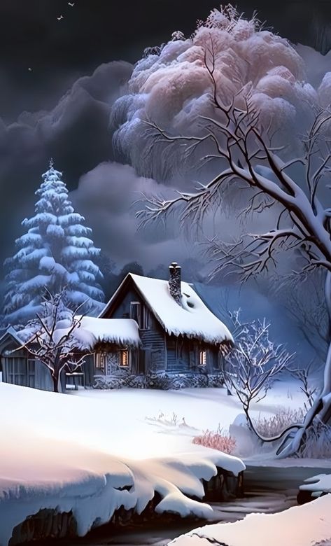 Christmas In The Mountains, Winter Snow Wallpaper, Winter Scenes Wonderland, Bob Ross Paintings, Christmas Scenery, Acrylic Painting Tips, Winter Painting, Winter Wallpaper, Winter Scenery