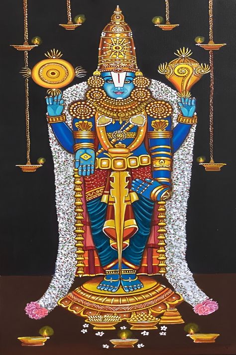 Oil Painting Home Decor, Tirupati Balaji, Painting Home Decor, Shiva Art, Painting Home, Handmade Oil, Realistic Drawings, Decor Wall Art, Oil Painting On Canvas