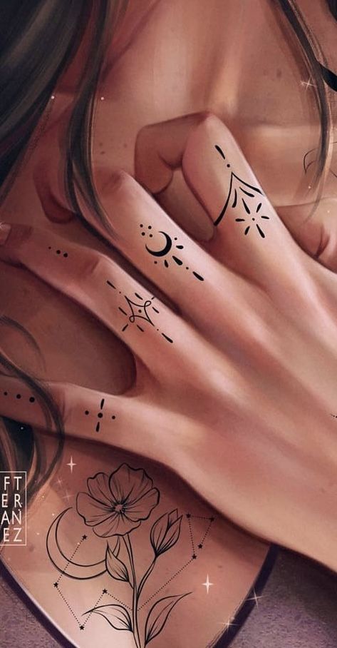 Acotar Tattoos Feyre Hand, Rhys And Feyre Tattoo, Fae Tattoo Women, Feyra Acheron Tattoo, Witchy Lower Back Tattoos, Acotar Finger Tattoo, Acotar Hand Tattoo, Magik Tattoos, Feyre Bargain Tattoo