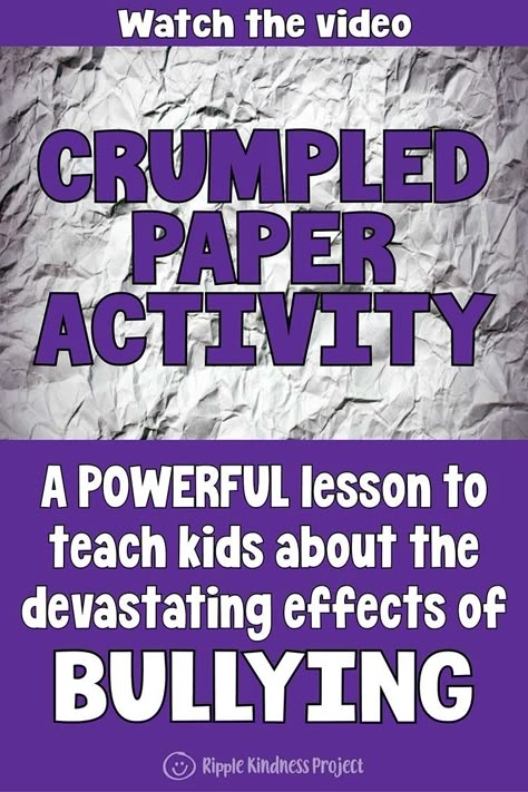 Crumpled Paper & Crumpled Heart Bullying Activity For Kids 1 Bully Lessons Elementary, Crumpled Heart Activity, Upstander Activities, Bully Prevention Activities, Anti Bully Activities For Kids, Wellbeing Activities For Children, Antibullying Ideas, Wrinkled Heart Activity, Wrinkled Heart