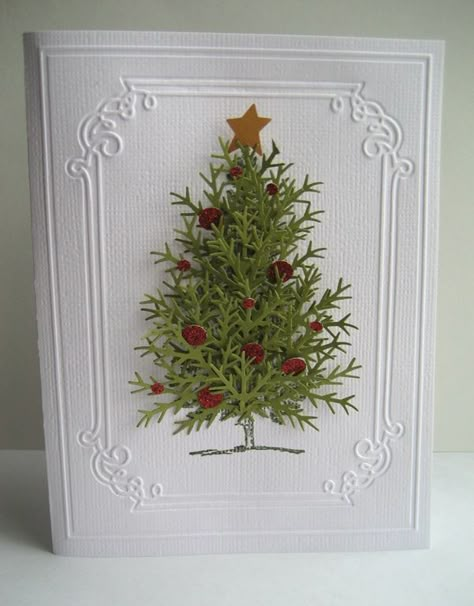 old-fashioned christmas tree using snowflake punch? Cards For Christmas, 카드 디자인, Homemade Christmas Cards, Christmas Tree Cards, Simple Christmas Tree, Handmade Christmas Cards, Tree Cards, Old Fashioned Christmas, Diy Christmas Cards