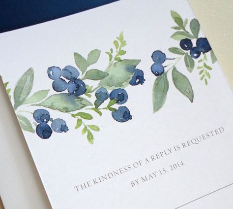 Watercolor Blueberries, Blueberry Wedding, Watercolour Inspiration, 수채화 그림, Ink Drawings, Watercolor Inspiration, Water Painting, Watercolor Techniques, Watercolor Cards