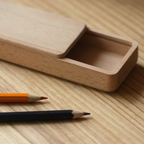 Wooden Pencil Box, Wood Box Design, Small Wood Box, Woodworking Table Saw, Wooden Box Designs, Wooden Office, Wooden Tool Boxes, Wooden Watch Box, Leather Pencil Case