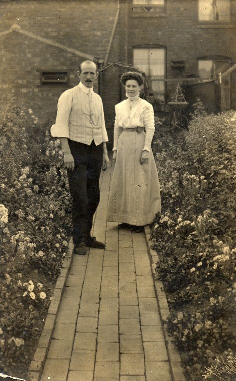 Edwardian couple in their garden | Found image. What a tidy … | Flickr Edwardian Couple, Edwardian England, Found Photos, Victorian Photos, Vintage Couples, Intimate Photos, Hive Mind, Tea Parties, Vintage Life