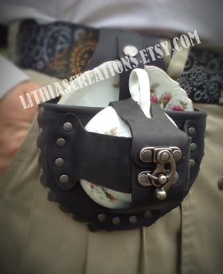 Tea Cup Holster, Teacup Holster, Steampunk Witch, Men African Fashion, Steampunk Jewellery, Steampunk Leather, Character Clothing, Steampunk Women, Steampunk Hat