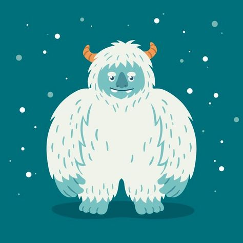 Yeti Cartoon, Yeti Illustration, Yeti Abominable, Snowman Illustration, Snow Monster, Rainbow Cartoon, Abominable Snowman, Christmas Illustrations, Animal Crafts For Kids