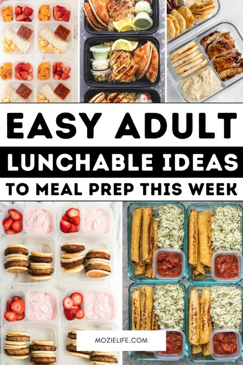 Looking for eay lunch ideas to take to work? We've rounded up the best adult lunchable ideas that you can meal prep for the work week! Everything fromgreek lunch ideas, tex-mex lunch ideas and breakfast on the go. Easy Lunch To Pack, Quick Healthy Lunch Meal Prep, Super Simple Healthy Lunches, Easy Lunch Meal Preps, Easy Lunches Meal Prep, Weekly Meal Prep Lunch Ideas, Meal Prep One Person, Meal Prep Ideas Simple, Easy Quick Meal Prep Lunches