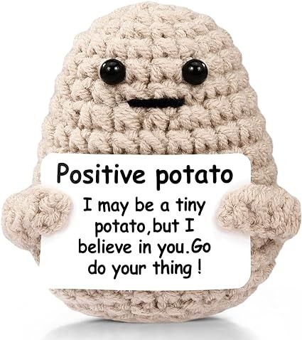 Amazon.com: Draupnir Positive Potato, 3 inch Mini Funny Knitted Wool Potato Toy with Positive Card,Cute Creative Positive Life Doll Potato for Birthday Gift Encouragement Decoration Party : Toys & Games Crocheted Potato Pattern, Cheeky Potato Crochet Pattern, Positive Potato, Crochet Positive Potato Pattern, Positivity Potato Crochet Pattern, Emotional Support Potato Crochet, Funny Crochet Gifts, Crochet Humor, Positive Life