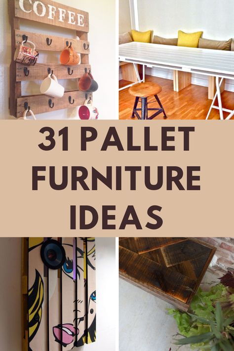 The best DIY pallet furniture ideas to give you inspiration for your own pallet furniture project. Using pallets to create furniture saves you money and saves the environment by recycling unwanted materials. #palletfurniture #ideas #diypallet #palletproject #upcyclingpallets Timber Pallet Ideas, Ideas For Pallets Home Decor, Crafts To Make With Pallet Wood, Woodworking Pallet Projects, Small Pallet Wood Projects Ideas, Wood Pallet Storage Ideas, Wood Pallet Projects Diy Furniture Ideas, Used Pallet Ideas, Diy Pallet Board Projects