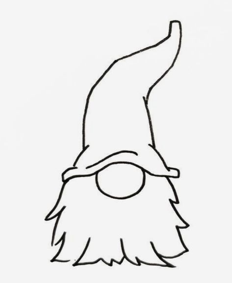 Drawing Gnomes Simple, Simple Gnome Drawing, Gnome Drawing Simple, Christmas Gnomes Drawing, Gnome Outline, Gnomes Drawing, Gnome Template, Gnome Drawing, Fused Glass Artwork