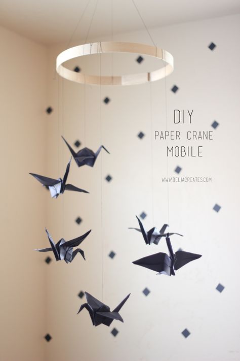 Origami Crane Tutorial, Paper Crane Mobile, Crane Mobile, Diy Kids Room Decor, Origami Mobile, Diy Baby Mobile, Paper Mobile, Origami Ball, Origami Decoration