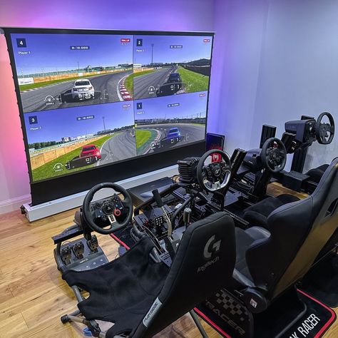 Console Gaming Setup, Simulator Setup, Racing Setup, Simulator Room, Game Station, Flight Simulator Cockpit, Basement Games, Ar Game, Cool Room Designs