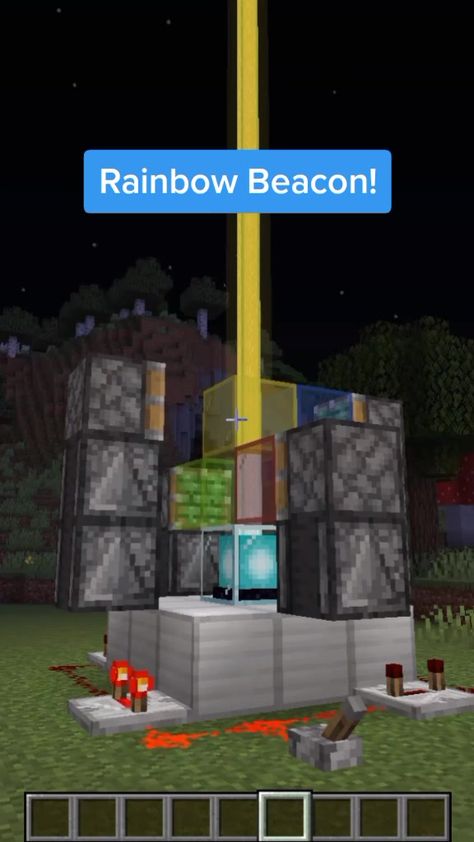 Fire Minecraft Build, Rainbow Beacon Minecraft, Beacon Builds Minecraft, Minecraft Beacon Builds, How To Make A Beacon In Minecraft, Minecraft Rainbow House, Crazy Minecraft Builds, Rainbow Minecraft Builds, Beacon Ideas Minecraft