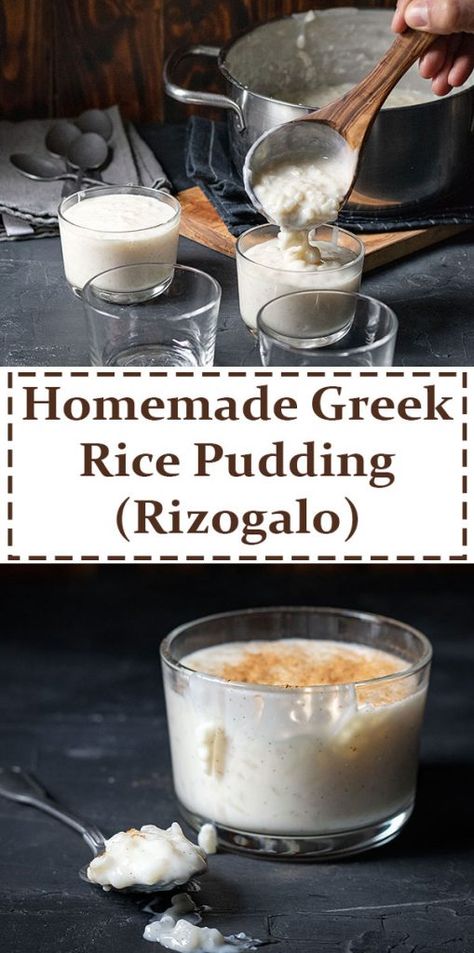 Homemade Greek Rice Pudding (Rizogalo) Rizogalo Recipe, Greek Deserts, Superfood Breakfast Bowl, Greek Rice Pudding, Mediterranean Vegan, Pudding Rice, Sticky Pudding, Greek Rice, Superfood Breakfast