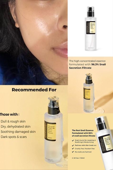 Advanced Snail Mucin 96% Power Repairing Essence, Snail Mucin Serum, Hydrating Serum For Face With Snail Secretion Filtrate For Dull And Damaged Skin, Anti-Aging & Discoloration Correcting Snail Essence Benefits, Cosrx Aha Bha Toner, Cosrx Advanced Snail 96, Advanced Snail 96, Snail 96 Mucin, Snail 96, Cosrx Snail, Snail Cream, Advanced Snail