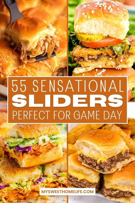 Welcome to Slider Heaven – a tantalizing collection of 55 mouth-watering sliders that will have you saying, "Why have one when you can have two... or ten?" Mini Sliders Party, Slider Sunday Recipes, Sliders And Soup, Freezable Sliders, Baked Sliders Recipes, Bunless Sliders, Unique Sliders Recipes, Sliders Pretzel Bun, Fancy Sliders