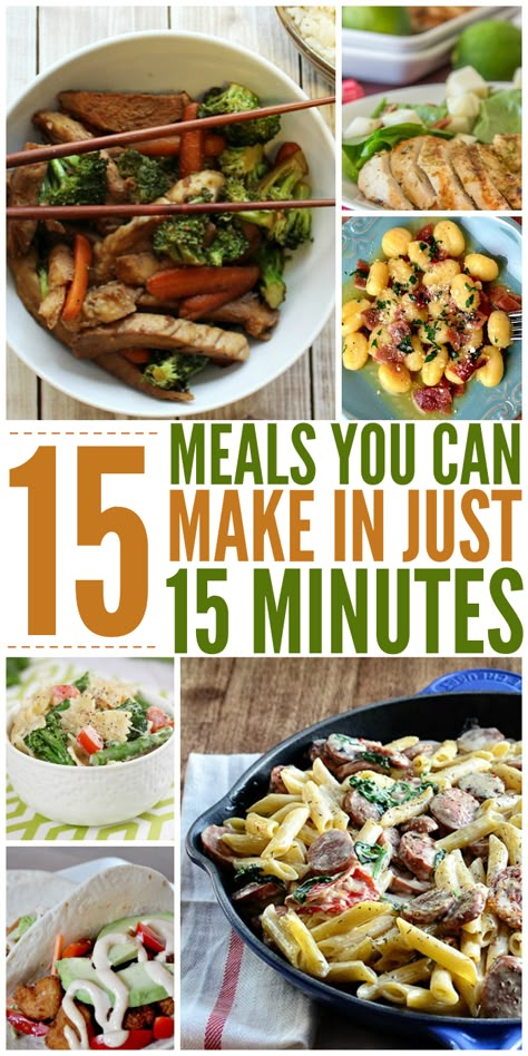 15 Meals You Can Make in 15 Minutes or Less - One Crazy House 15 Min Dinner, 15 Min Meals, 30 Minute Recipes, Fast Meals, Quick Dinner Ideas, 15 Minute Meals, Quick And Easy Meals, Fast Dinners, Organize My Life