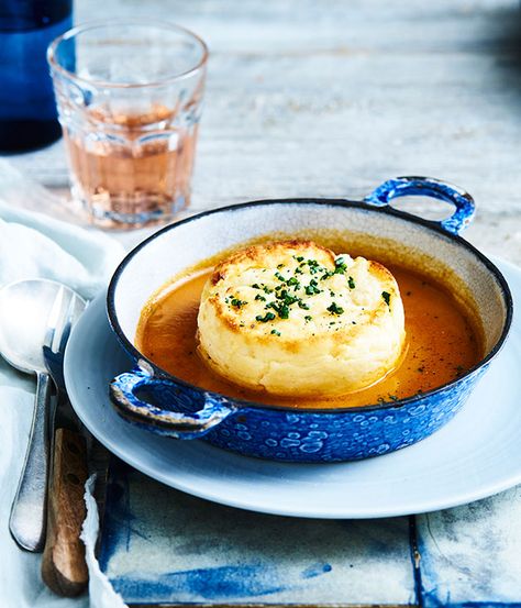 Montrachet's double-baked crab soufflés are superb - thankfully, they've shared the recipe so you can enjoy them at home. Crab Souffle, Baked Crab, Souffle Recipes, Fine Dining Recipes, Crab Recipes, Chef Recipes, Fish Dishes, Seafood Dishes, Fish And Seafood