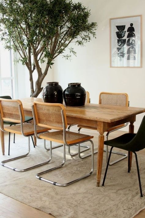 Breuer Chair Dining Rooms, Cesca Chair Dining Room, Breuer Chair, Cesca Chair, Farm Table, House Layouts, Wood Table, Dinner Table, Dining Room Chairs