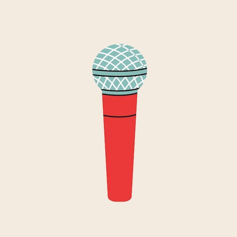 Vector microphone clip art flat style il... | Premium Vector #Freepik #vector #podcast-mic #retro-microphone #podcast-microphone #mic Microphone Illustration Graphics, Microphone Graphic Design, Mic Illustration, Mic Drawing, Karaoke Illustration, Microphone Art, Mic Icon, Microphone Podcast, Microphone Illustration