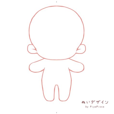 10 Cm Doll Pattern, Doll Design Sketch, Cotton Doll Pattern, Doll Base Drawing, Chibi Doll Pattern, Doll Sketch, Pose Chibi, Chibi Doll, Doll Base