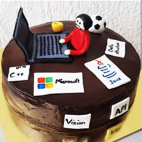 Elegant Cake Ideas, Computer Cake, Computer Theme, Cake For Boyfriend, 76th Birthday, Construction Cake, Elegant Cake, Cake Writing, Types Of Cakes