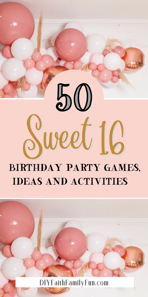 Suprise 16 Birthday Ideas, What To Do For A Sweet 16 Party, 16 Birthday Party Game Ideas, Games For A Sweet 16 Birthday Party, Games To Play At A Sweet 16 Party, Sixteenth Birthday Party Games, Party Ideas For Sweet 16 Birthday, Sweet Sixteen Outdoor Party Ideas, Easy Sweet Sixteen Party Ideas