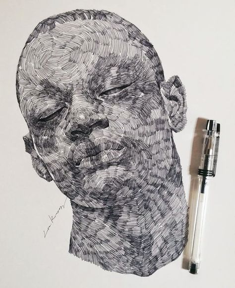 Swirling Lines and Swaths of Charcoal Form Dramatic Portraits by Lee.K Doodle Portrait, Minimal Drawing, Pen Work, Gcse Art Sketchbook, Realistic Pencil Drawings, Charcoal Portraits, Colossal Art, A Level Art, Creative Portraits