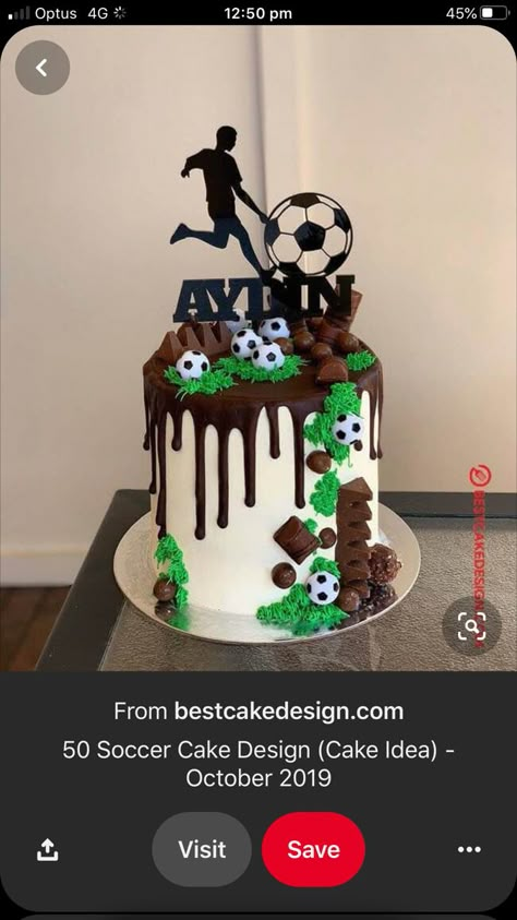 Football Drip Cake, Chocolate Soccer Cake, Cake Designs For Football Lovers, Football Cake Argentina, Buttercream Soccer Cake, Football Cakes For Boys, Birthday Cake For Football Lover, Football Cake Design, Sports Birthday Cakes