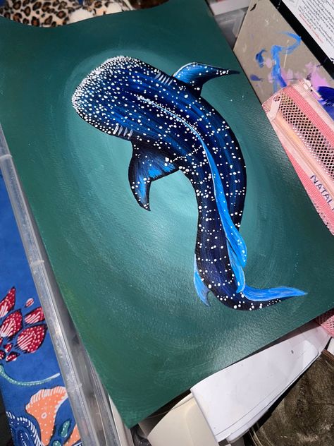 Whale Shark Painting Acrylic, Whale Shark Painting, Sea Art Painting, Drawing Fundamentals, Painting On Wall, Shark Painting, Paintings Canvas, Painting Inspo, Simple Acrylic Paintings