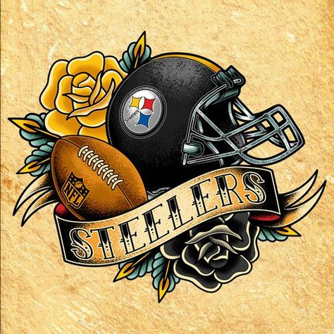 Pittsburgh Steelers Tattoo Ideas, Pittsburgh Steelers Tattoo, Kanye Tattoo, Steelers Tattoos, Baking Tattoo, Cute Tattoos With Meaning, Nfl Logos, Football Tattoo, Helmet Tattoo