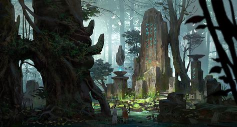 theartofanimation:   Lee b - Legendary EDH Plays Forest Ruins, Landscape Concept, Fantasy Forest, Fantasy Setting, Fantasy Places, Fantasy Art Landscapes, Fantasy Concept Art, Environment Design, 판타지 아트