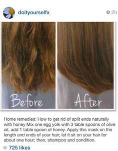 One Egg, Hair Masks, Beauty Remedies, Hair Remedies, Hair Repair, Split Ends, Egg Yolk, Health And Beauty Tips, Hair Stuff