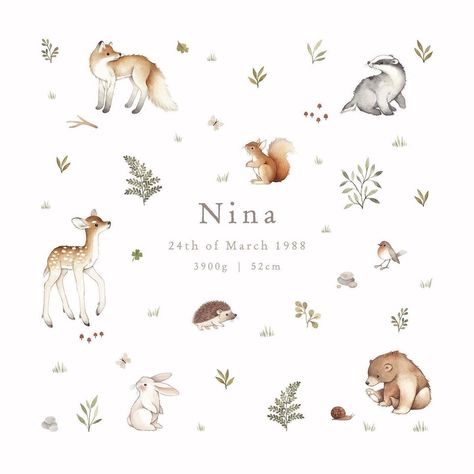 Secretly working on projects while being completely quiet here on Insta 🤍. Sometimes I rather spend my time creating and dreaming of new… | Instagram Nina Stajner, French Images, White Cloud, Baby Card, Baby Art, Woodland Nursery, Woodland Creatures, So Sorry, Birth Announcements