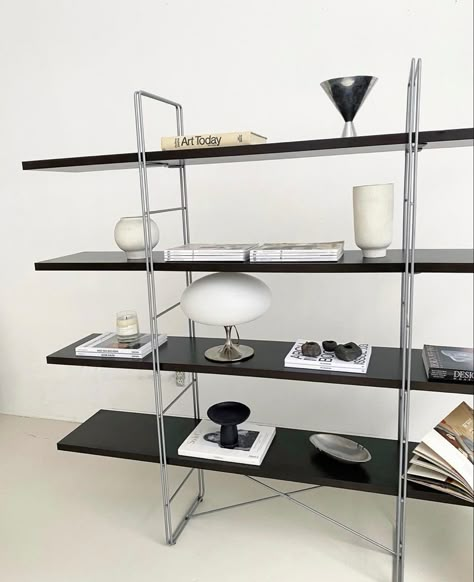 Niels Gammelgaard Ikea Shelf, Chrome Bookshelf, Floating Wall Desk, Management Desk, Dc Apartment, Modern Crib, Aesthetic Apartment, Ikea Shelves, Bauhaus Style