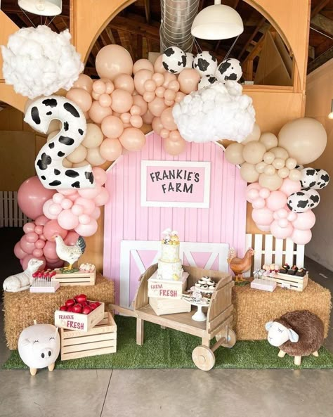 2 Year Birthday Farm Theme, Farm Theme 2nd Birthday Girl, Farm Animal Birthday Party Girl, First Birthday Farm Theme Girl, Farm Second Birthday Girl, Farm 2nd Birthday Party Girl, 1st Birthday Girl Cow Theme, Farm 1st Birthday Girl, Farm Themed Birthday Party Girl