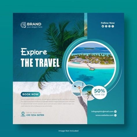 Travel and tourism agency instagram post... | Premium Vector #Freepik #vector Post For Social Media, Agency Instagram, Social Media Post Design, Travel And Tourism, Post Design, Vector Photo, Media Post, Social Media Post, Design Template