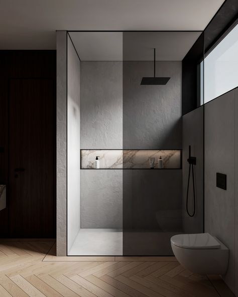 Concrete And Wood Bathroom Ideas, Concrete And Marble Bathroom, Wood Grey Bathroom, Wood And Grey Bathroom, Concrete Shower Ideas, Concrete And Wood Bathroom, Concrete Wall Bathroom, Concrete And Wood Interior, Concrete Tiles Bathroom