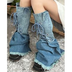 Denim Leg Warmers, Stacked Socks, Leg Socks, Y2k Rock, Straight Cut Pants, Leg Warmer, Women Y2k, Retro Punk, Frayed Denim