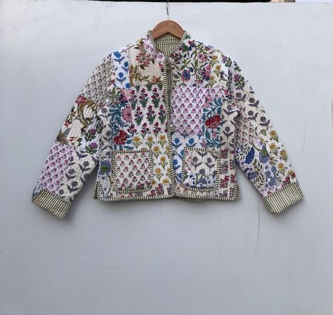 VillageCraftArt - Etsy India Bohemian Style Winter, Patchwork Quilt Jacket, Boho Quilt, Fall Winter Jacket, Work Coat, Kantha Jacket, Patchwork Jacket, Quilt Jacket, Reversible Jacket