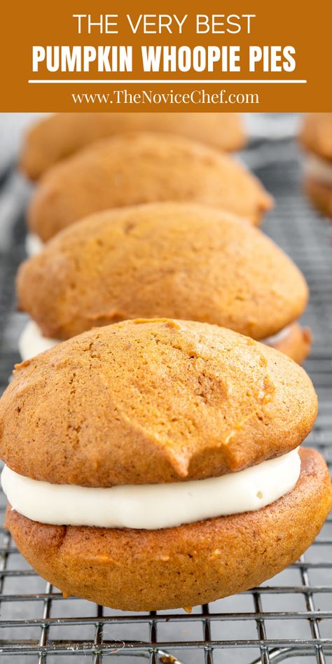 An easy whoopie pie recipe with creamy maple cream cheese sandwiched between pillowy pumpkin cake. These Pumpkin Whoopie Pies are perfect for sharing this fall! Pumpkin Whoopie Pie Recipe, Whoopie Pie Recipe, Pumpkin Whoopie Pies, Banana Pudding Cheesecake, Seasonal Desserts, Whoopie Pie, Pumpkin Desserts, Egg Sandwich, Pumpkin Pies