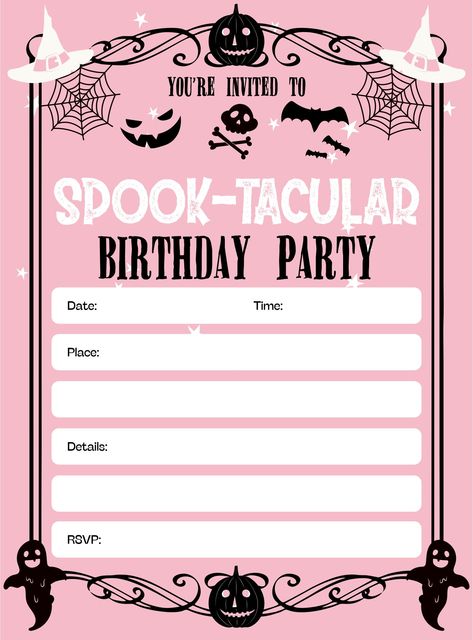 Fall Birthday Invite, Halloween Birthday Party Invitations Free Printable, Cute Halloween Invitations, Cute Halloween Party Invitations, Free Party Invitations Templates, Halloween Invitations Template Free, Diy Invitations Birthday, Halloween Party Invitations Template, Halloween Invitations Template