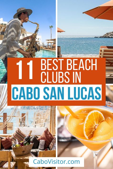 Discover the best beach clubs in Cabo San Lucas and San Jose del Cabo, Mexico! Kick back in style while savoring artisanal cocktails. Pin this guide to the best Cabo beach clubs for the perfect day of relaxation or an unforgettable party experience. | Beach vacation in Cabo San Lucas | Best Cabo San Lucas beach clubs Cabo Restaurants, Cabo San Lucas Beach, Cabo Beach, San Jose Del Cabo Mexico, Cabo Resorts, Cabo Mexico, Day Club, Beach Clubs, Cruise Excursions